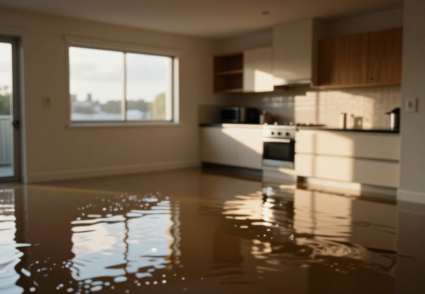 Flooded subfloor in Nelson home before treatment